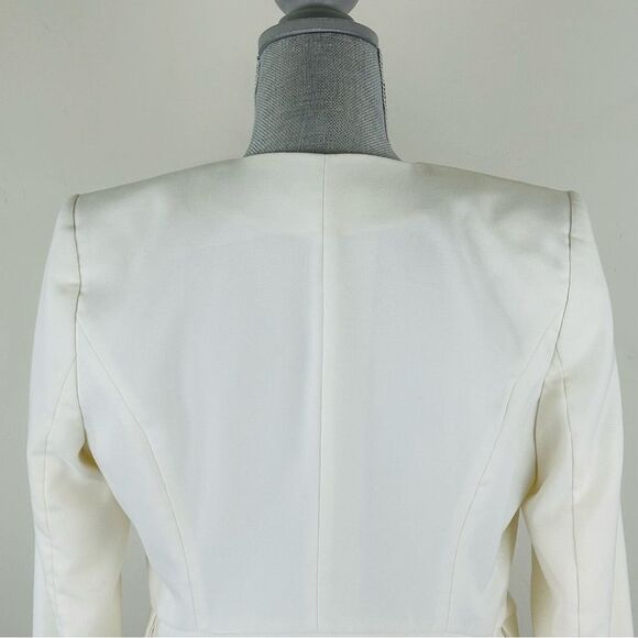 H&M Chic Women's SZ 10 Blazer Jacket Front Faux Pockets Lined Open Style Stretch - Picture 8 of 14